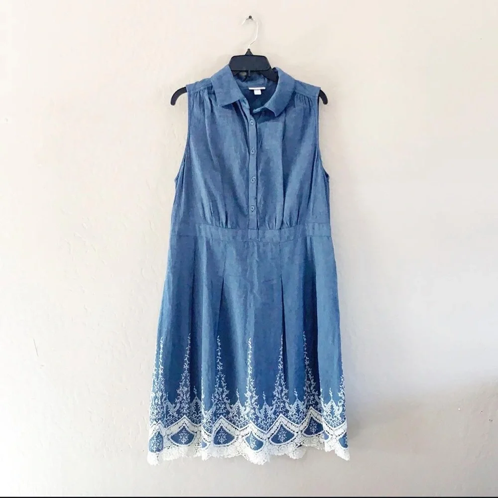 🌿Final Sale‎ Westport 1962 Lace Trim Blue Dress